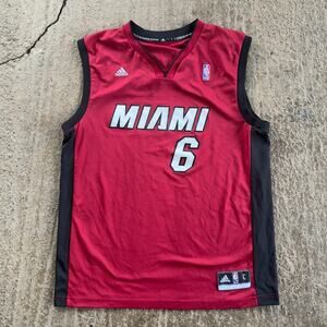 Y2K ADIDAS LEBRON JAMES MIAMI HEAT NBA JERSEY AUTHENTIC RED RARE MENS LARGE